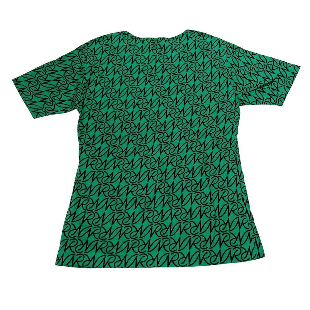 Nina Ricci Paris Vintage Women's T Shirt Top Size L New Green Logo Print - Picture 8 of 8